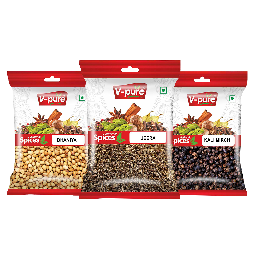 Spices Combo - Dhaniya -100 gram , Jeera -100 gram , black paper -100 gram